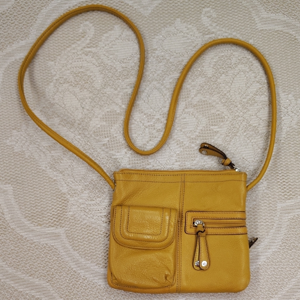 Tignanello Yellow/Mustard Leather Crossbody Bag